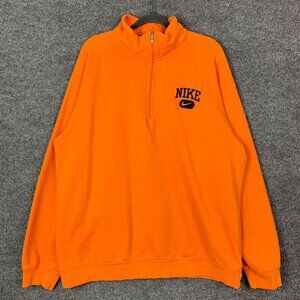 VTG SILVER TAG Nike Pullover Sweatshirt Men XL Orange 1/4 Zip Swoosh Long Sleeve